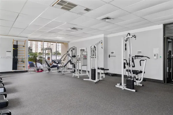a view of a room with gym equipment