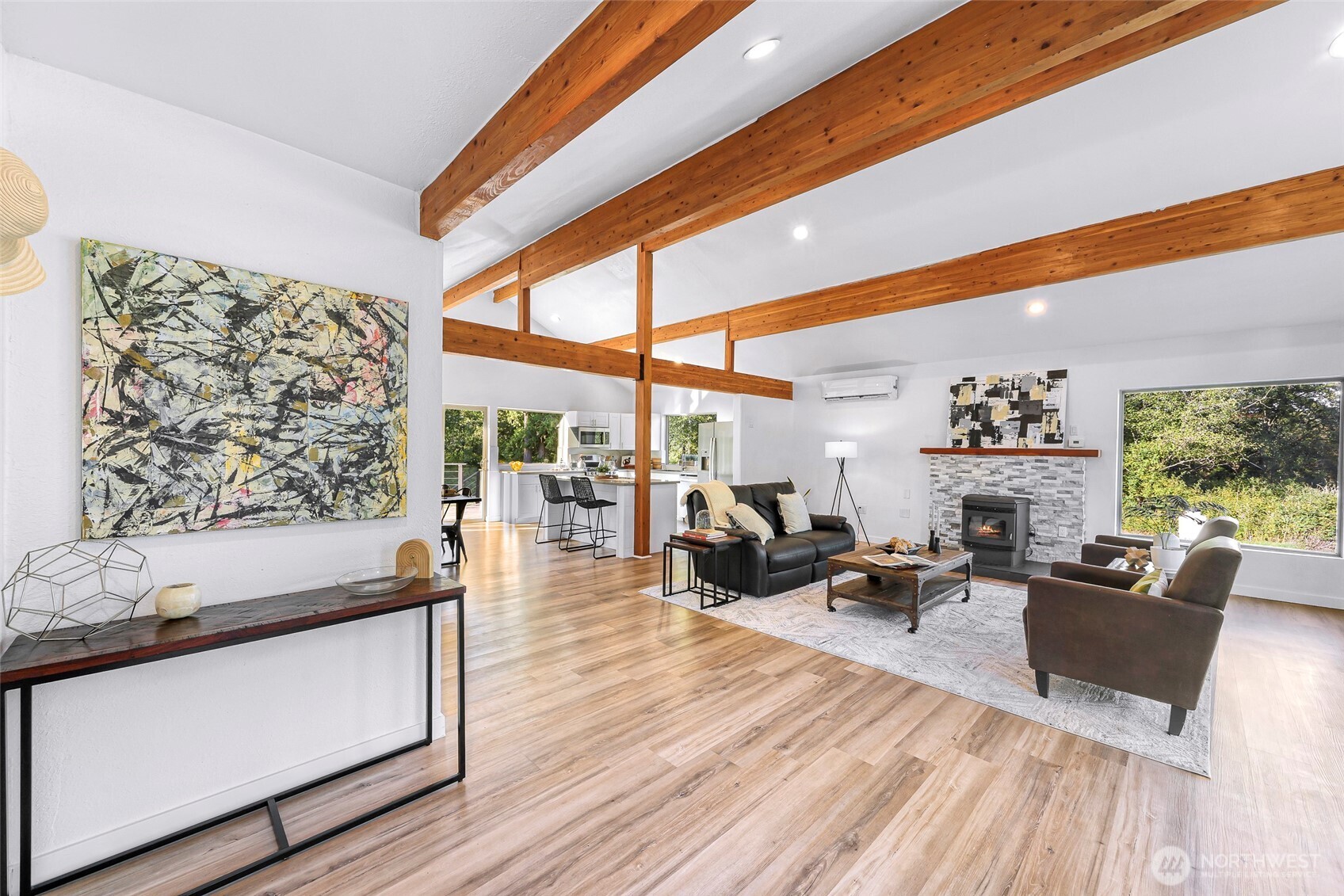 4104 Loomis Trail Road Blaine, WA 98230 - Photo 6 of 40 a living room with fireplace furniture and a large window