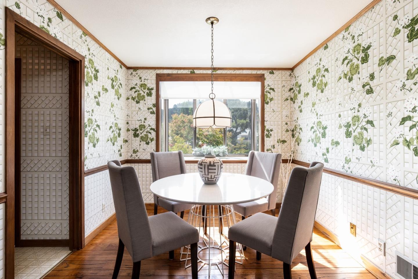 110 Stonepine Road Hillsborough, CA 94010 - Photo 11 of 28 a view of a dining room with furniture window and outside view