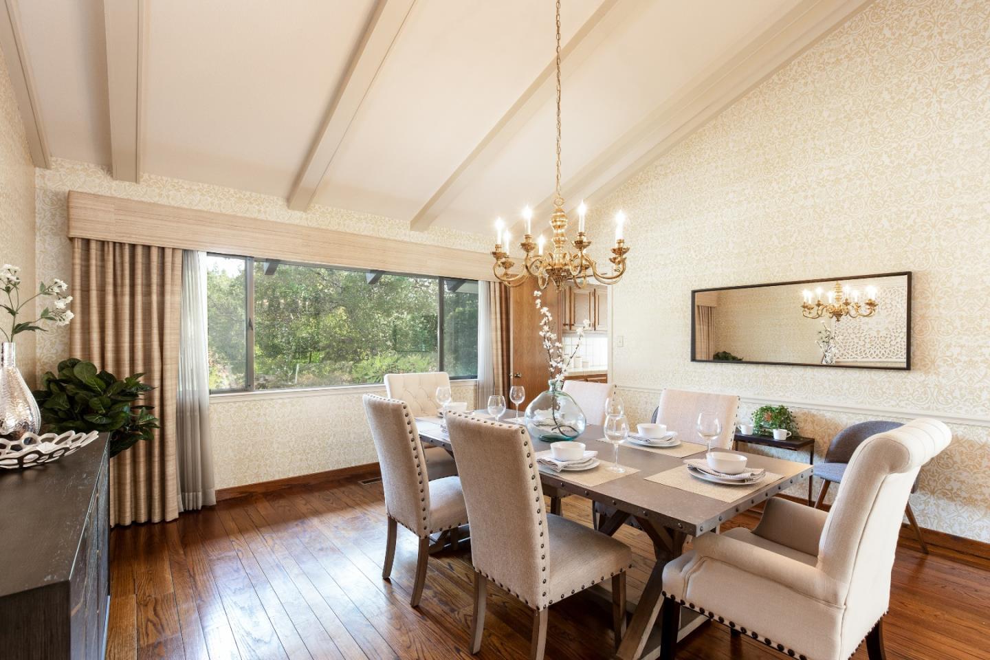 110 Stonepine Road Hillsborough, CA 94010 - Photo 13 of 28 a view of a dining room with furniture window and outside view