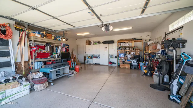 a view of a storage room with racks