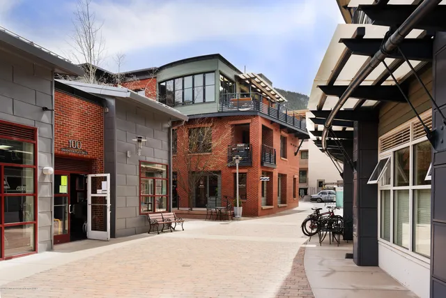 a view of a building with a large windows