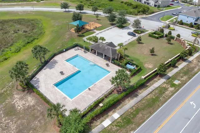 an aerial view of a house