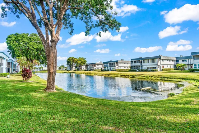 a view of a lake with houses
