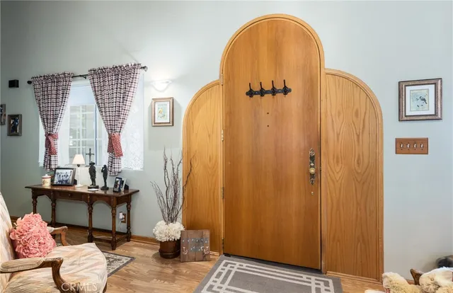 a living room with furniture and decor