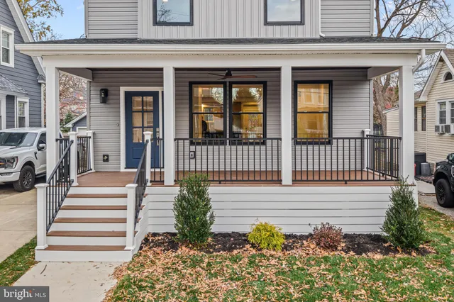 a view of porch with large windows