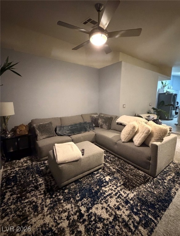 881 Brass Ring Road Las Vegas, NV 89123 - Photo 4 of 13 Living room with carpet flooring and ceiling fan