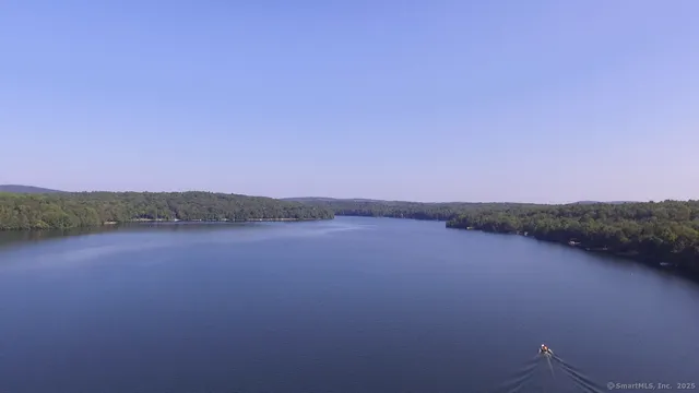 a view of lake and mountain