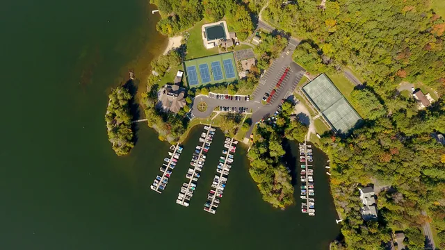 a view of a lake with a mountain in the background