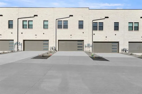 a view of building with white door