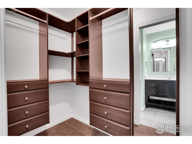 a view of walk in closet and bedroom