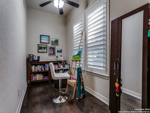 a view of a chairs in a room