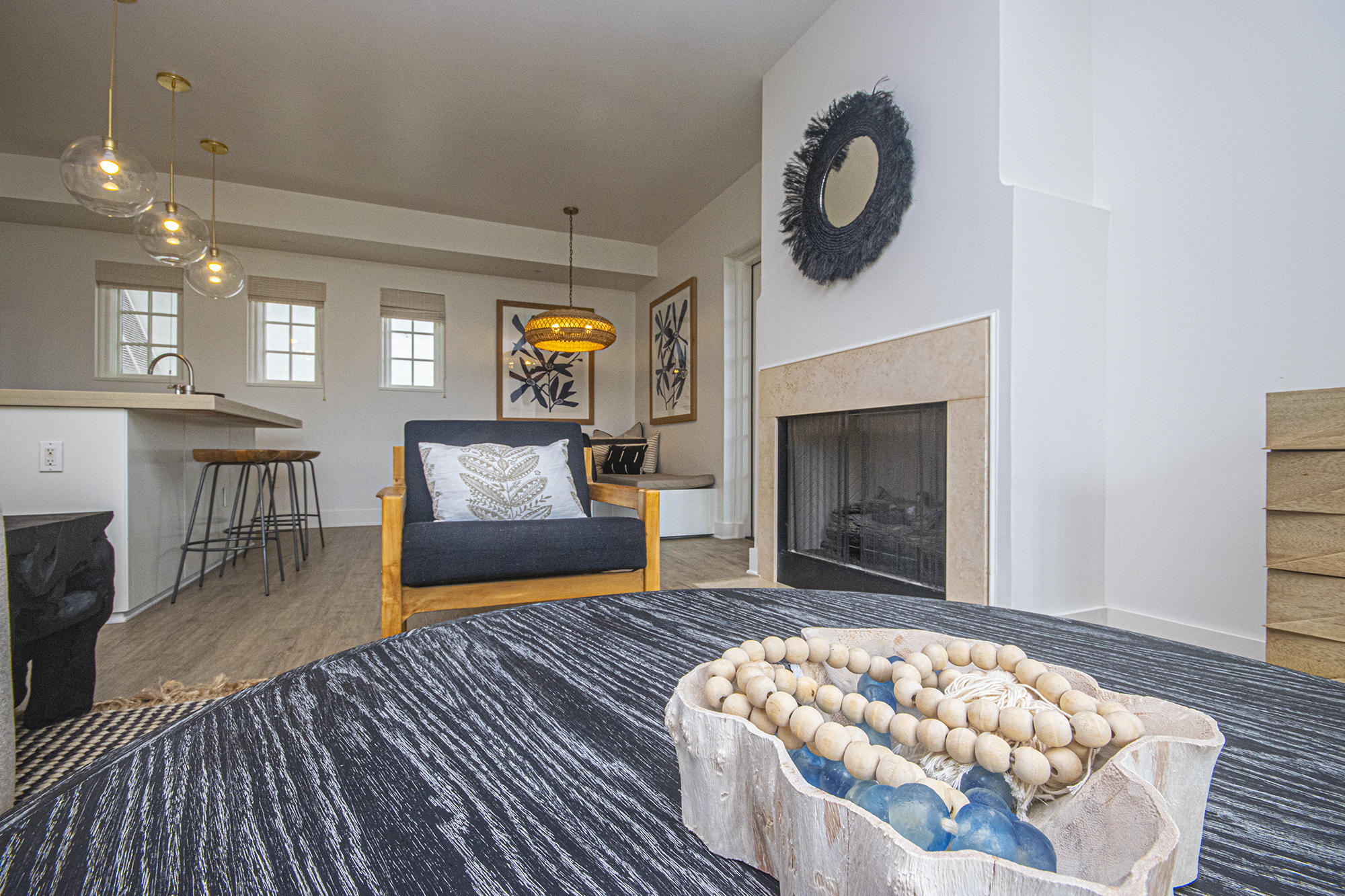 136 Georgetown Avenue, Unit 2E1 Rosemary Beach, FL 32461 - Photo 26 of 49 a bedroom with furniture and a fireplace