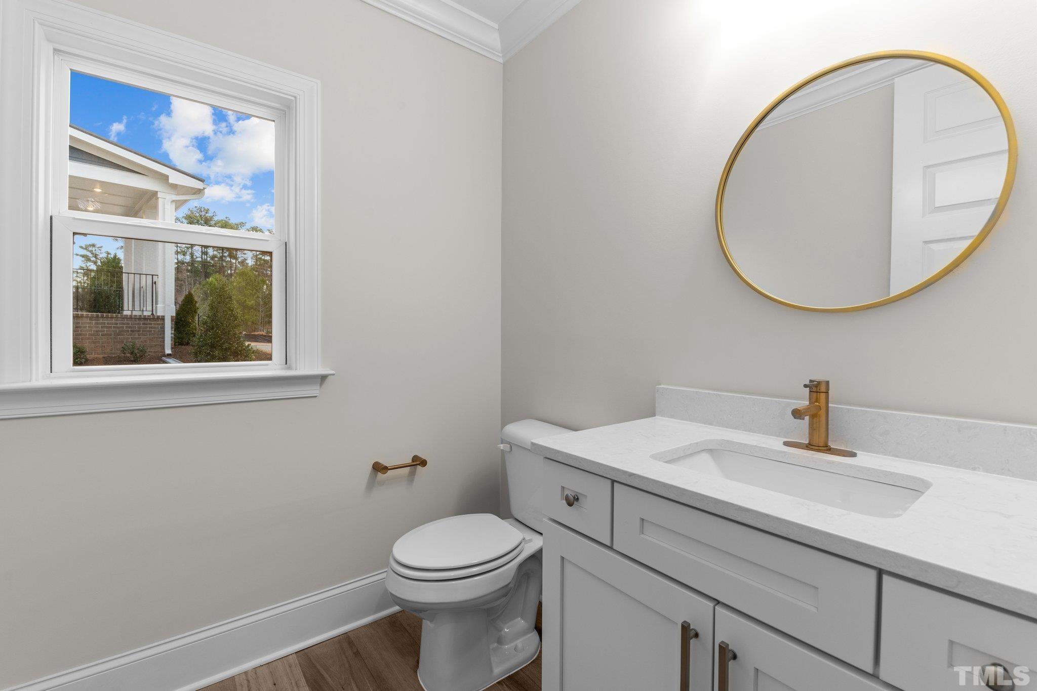 9321 Field Maple Court Raleigh, NC 27613 - Photo 20 of 44 a bathroom with a toilet a sink a mirror and a window