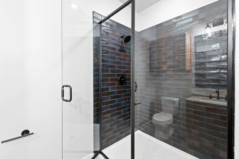 a bathroom with a shower