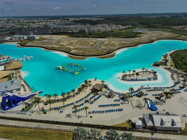 a view of a water with an outdoor space