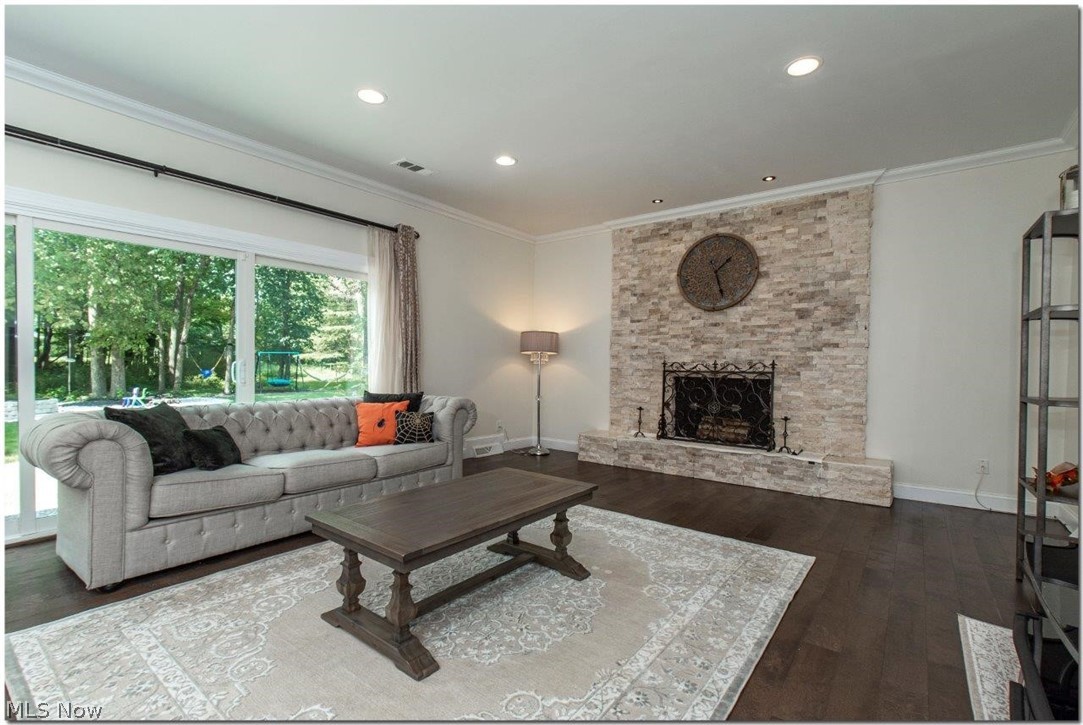 3200 Lander Road Pepper Pike, OH 44124 - Photo 3 of 35 Huge family room with a gorgeous stone fireplace with sliders to the patio