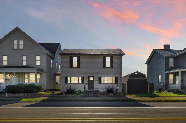 a front view of a building