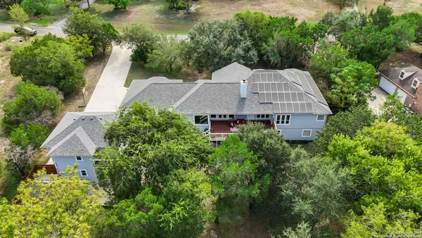 an aerial view of a house
