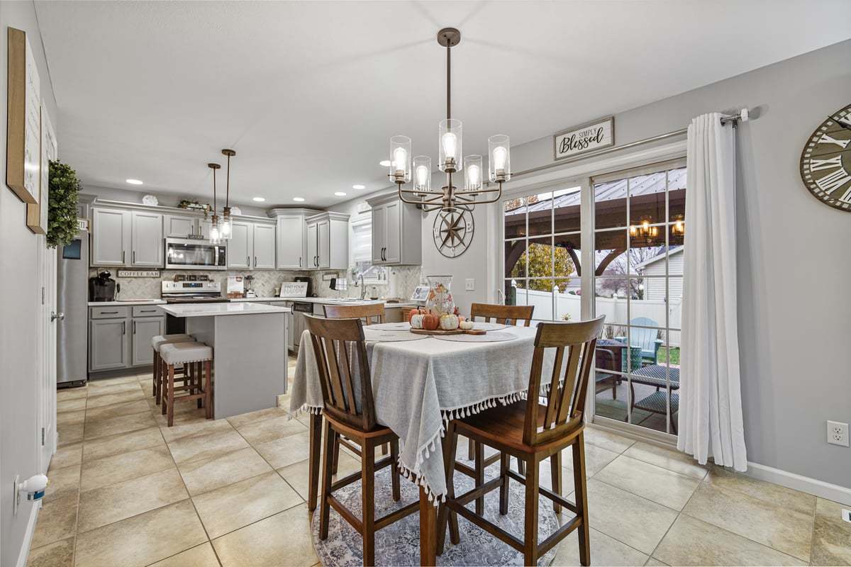 905 Dresser Drive Normal, IL 61761 - Photo 18 of 38 a dining room filled with stainless steel appliances kitchen island granite countertop a table chairs and a refrigerator