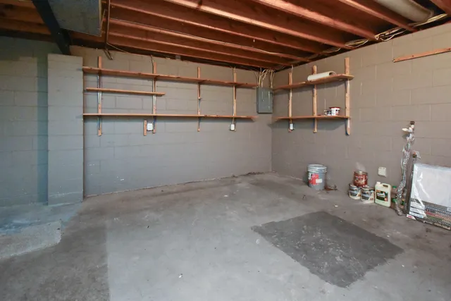 a view of a balcony with a potted plant
