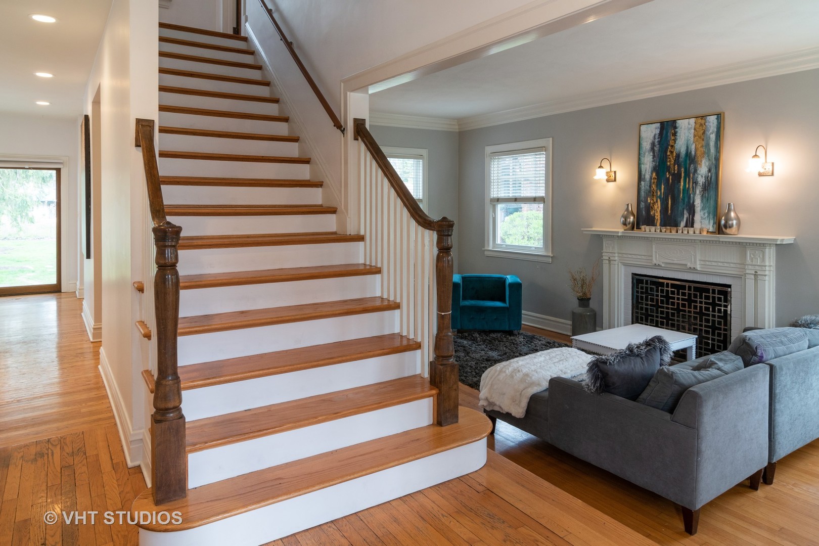 330 Northwood Road Riverside, IL 60546 - Photo 2 of 22 a living room with furniture and a fireplace