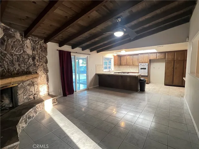 a large room with a large window