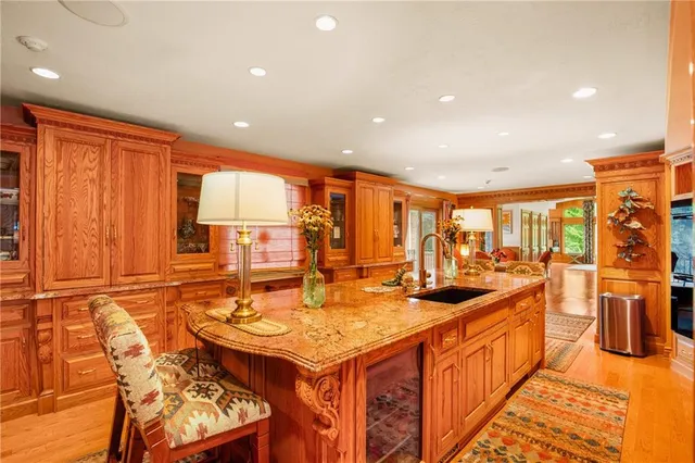 a kitchen with lots of counter top space