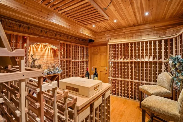 a view of wooden balcony