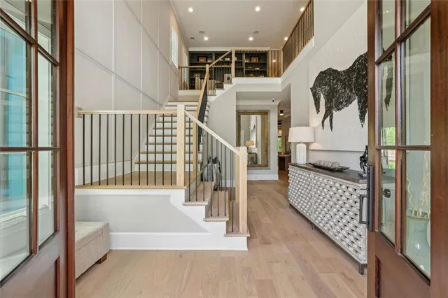 a view of hallway with stairs