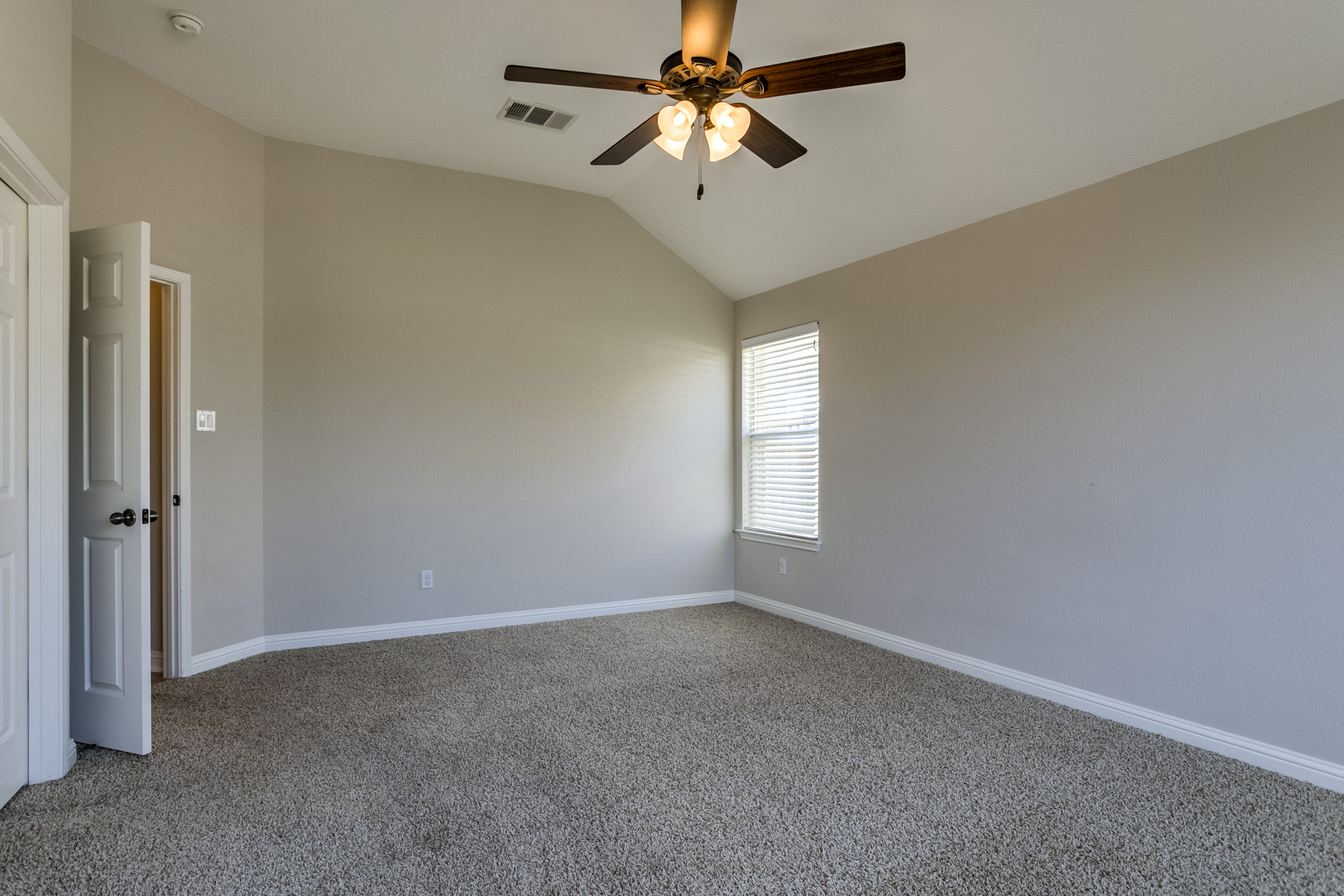 3667 Rosalina Loop Round Rock, TX 78665 - Photo 15 of 26 Carpeted empty room with lofted ceiling and a ceiling fan