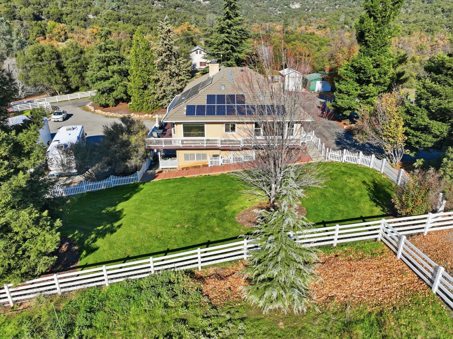 a view of a garden with an outdoor space