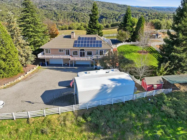 an aerial view of a house