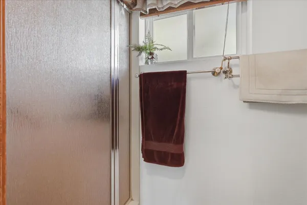 a view of a garage with furniture