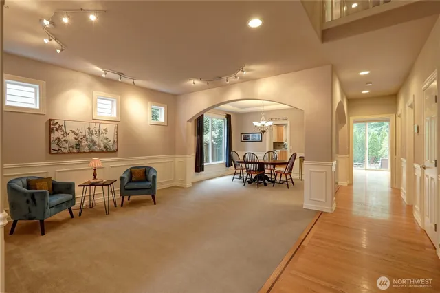 a view of a lobby with furniture and a livingroom