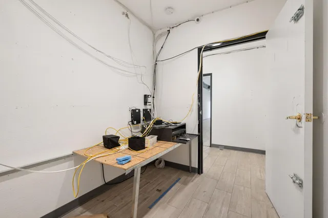 an empty room with windows