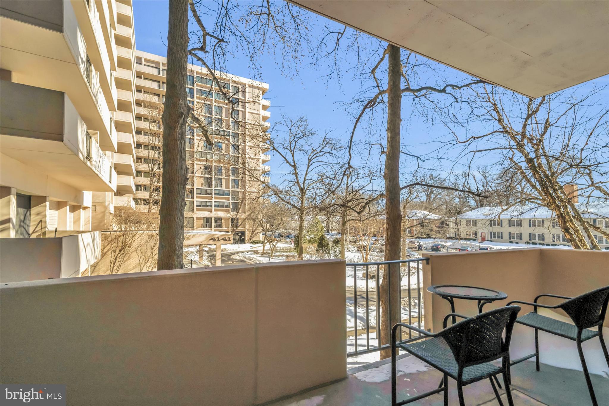 4141 North Henderson Road, Unit 104 Arlington, VA 22203 - Photo 12 of 23 Serene balcony view amidst urban greenery.