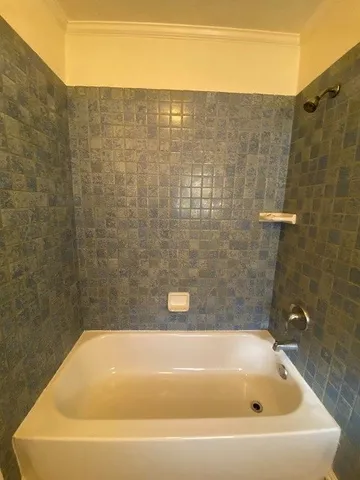 a bathroom with a bathtub