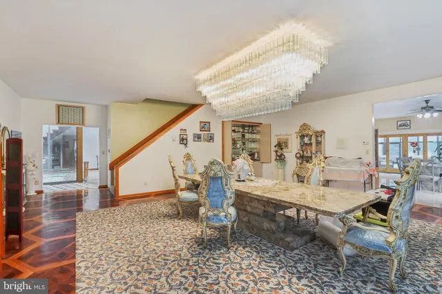 a view of a dining area with furniture