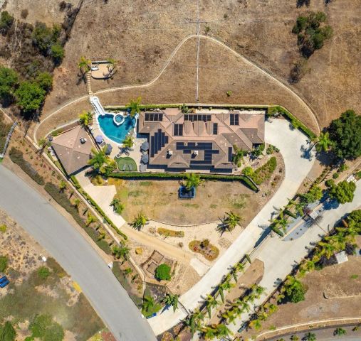 a view of a yard with palm trees