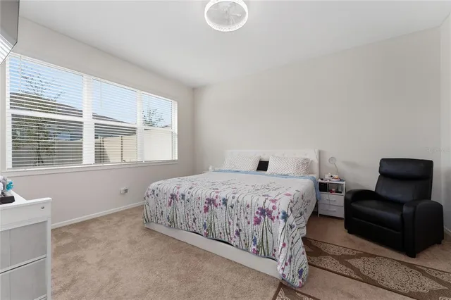 a bedroom with a bed chair and couch