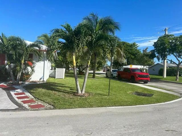 a view of a park with a slide