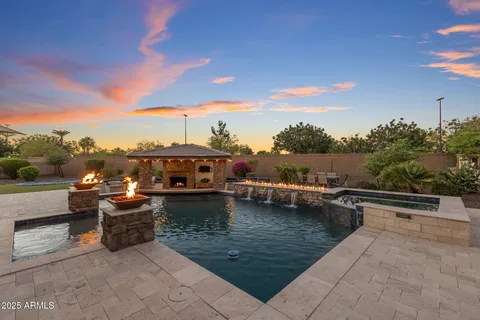 a view of a lake with a terrace