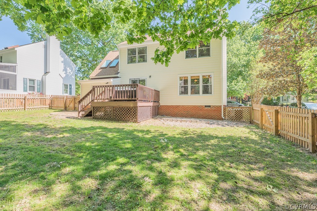 5906 Acorn Ridge Court Midlothian, VA 23112 - Photo 37 of 48 a view of a house with a yard and a wooden deck