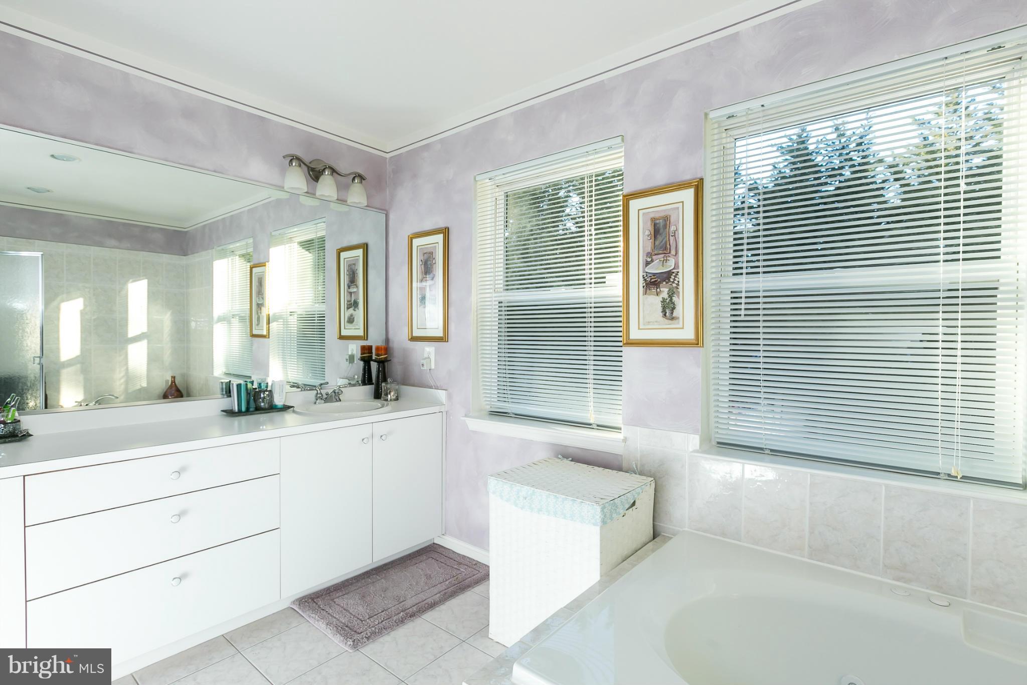 6824 Old Pimlico Road Baltimore, MD 21209 - Photo 13 of 20 a bathroom with a granite countertop sink and a bathtub