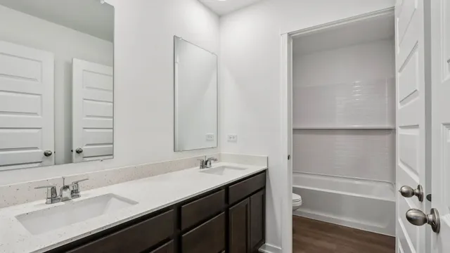 a bathroom with a bathtub