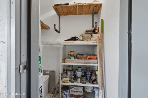 a view of a swimming pool from a window