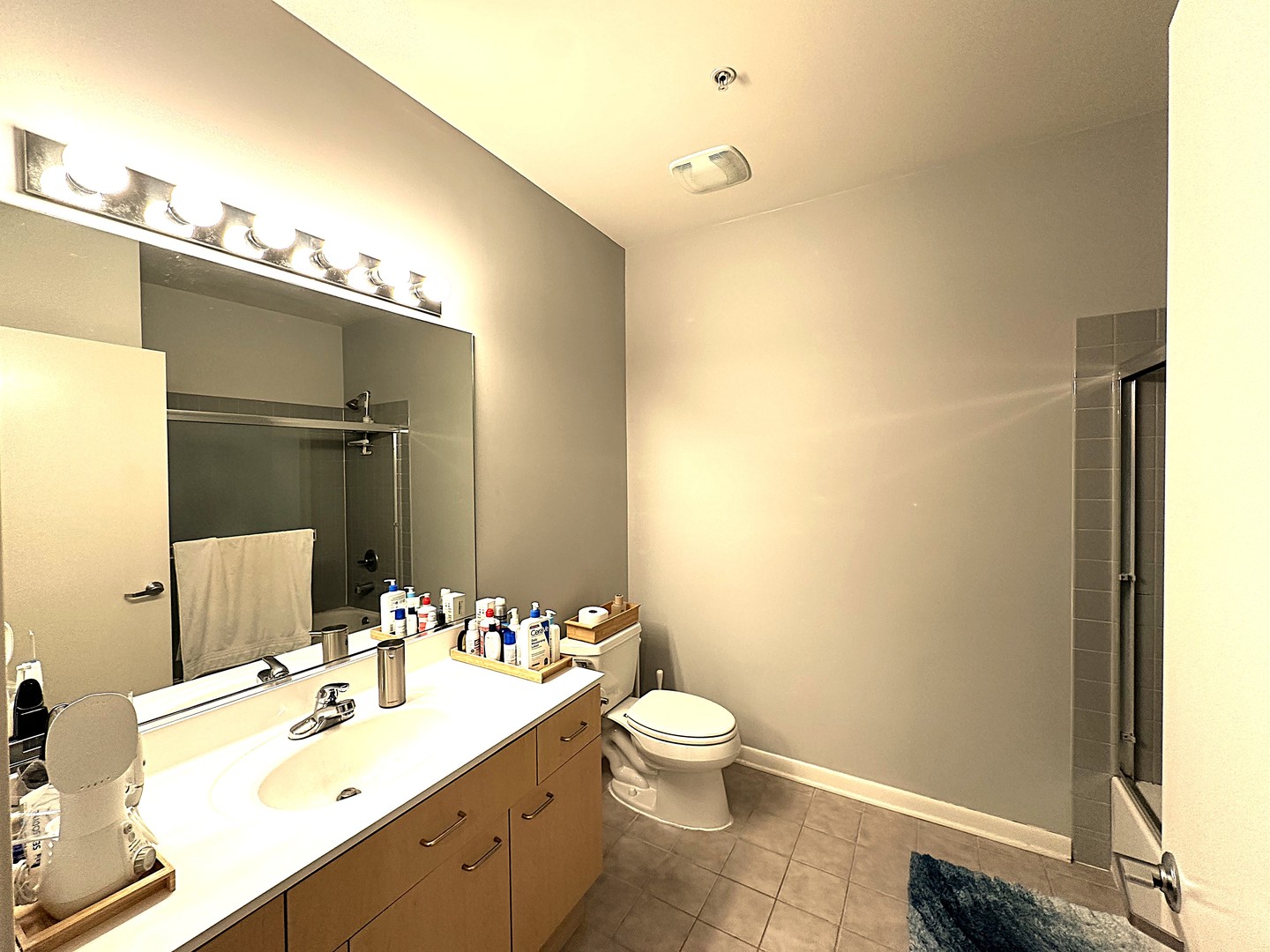 1720 Oak Avenue, Unit 706 Evanston, IL 60201 - Photo 16 of 27 a bathroom with a double vanity sink toilet and mirror