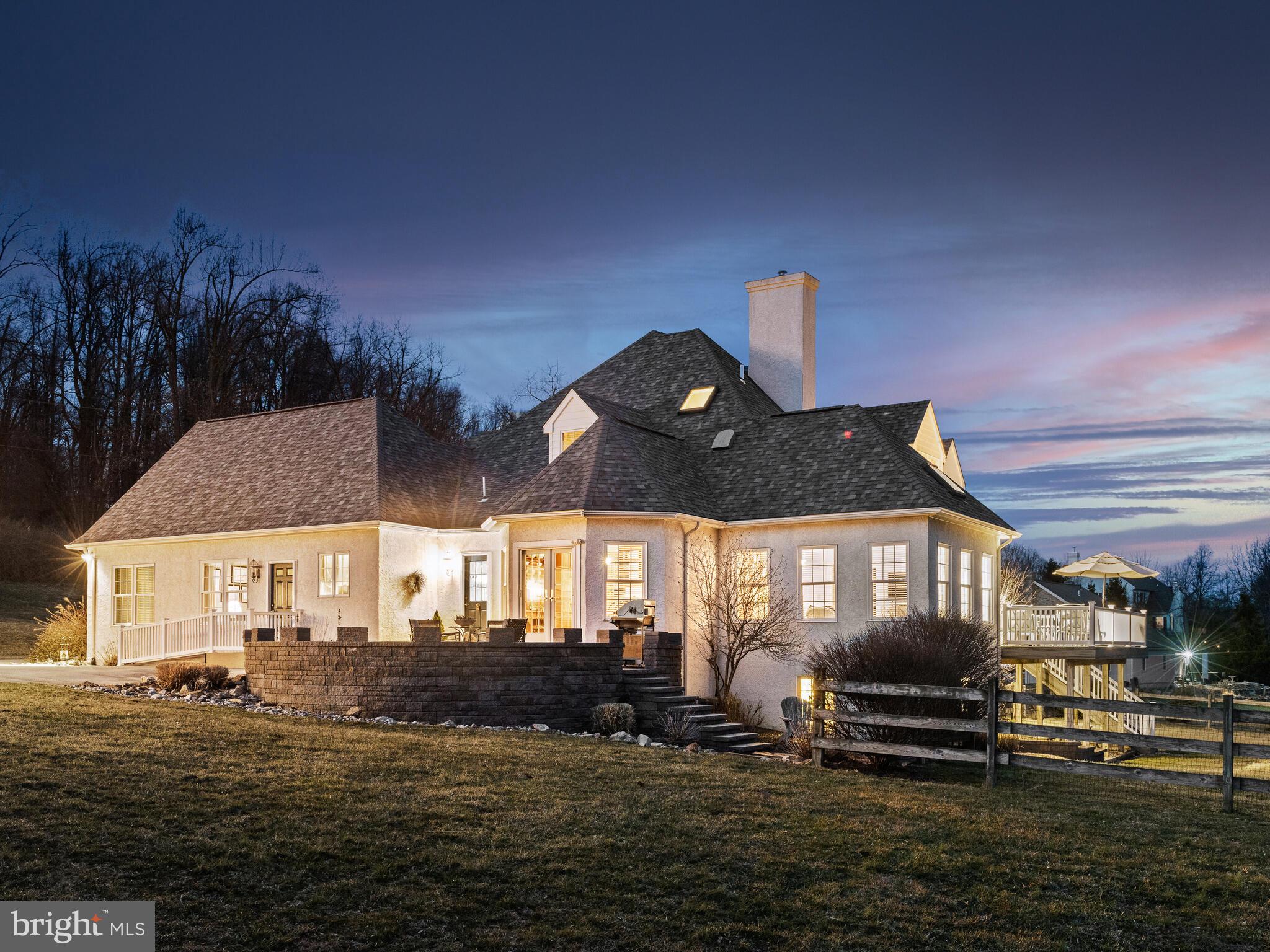 440 Black Horse Road Chester Springs, PA 19425 - Photo 3 of 50 Beautiful Side/Rear Exterior Evening View!