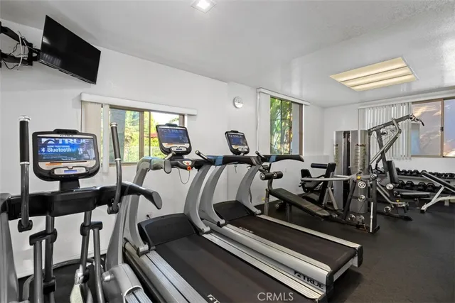 a view of a room with gym equipment
